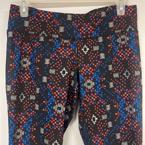 Mossimo Workout pants yoga leggings, Medium, Black with red/blue/white like new!